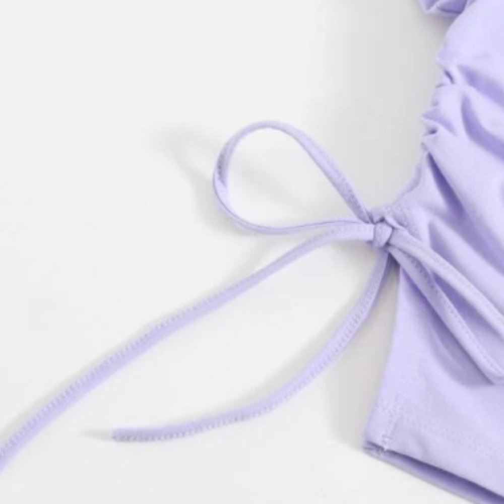 SHEIN Drawstring Ruched Side Solid Tee - Picture 2 of 2